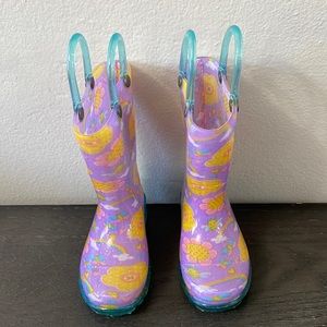 Western Chief purple and yellow flowers toddler size 4 rain boots